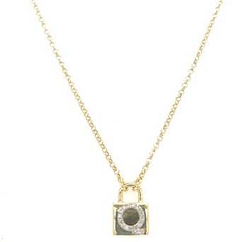 Meshmerise 18k Gold Over Silver 1/8 Carat T.W. Diamond Initial Padlock Necklace