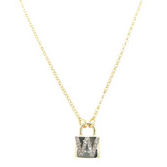 Meshmerise 18k Gold Over Silver 1/8 Carat T.W. Diamond Initial Padlock Necklace