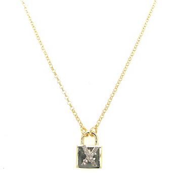 Meshmerise 18k Gold Over Silver 1/8 Carat T.W. Diamond Initial Padlock Necklace