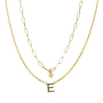 Meshmerise 18k Gold Over Silver Diamond Accent Initial Multi Layer Necklace