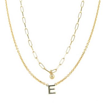 Meshmerise 18k Gold Over Silver Diamond Accent Initial Multi Layer Necklace
