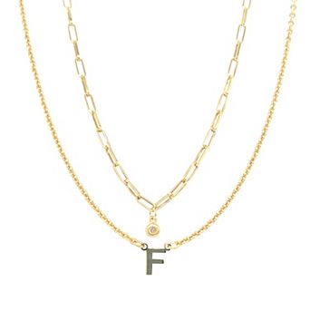 Meshmerise 18k Gold Over Silver Diamond Accent Initial Multi Layer Necklace