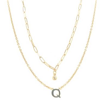 Meshmerise 18k Gold Over Silver Diamond Accent Initial Multi Layer Necklace