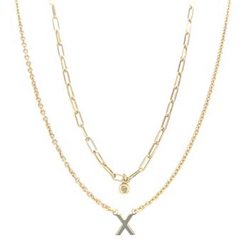 Meshmerise 18k Gold Over Silver Diamond Accent Initial Multi Layer Necklace