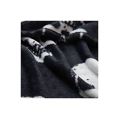 Kate Aurora Oversized Halloween Spooky Skeleton Skulls Plush Fleece Throw Accent Blanket