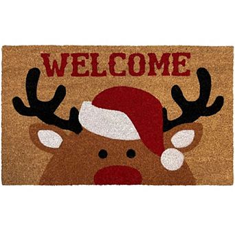 Kate Aurora Winter Wonderland Christmas Reindeer Outdoor Welcome Mat