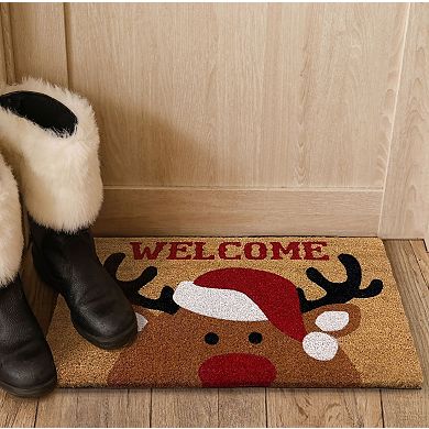 Kate Aurora Winter Wonderland Christmas Reindeer Outdoor Welcome Mat