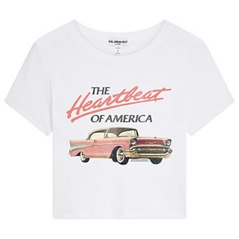 Juniors' Heartbeat Of America Crop Tee