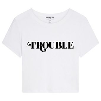 Juniors' Suburban Riot Trouble Cropped Graphic Tee