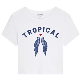 Juniors' Suburban Riot Tropical Heart & Birds Cropped Graphic Tee