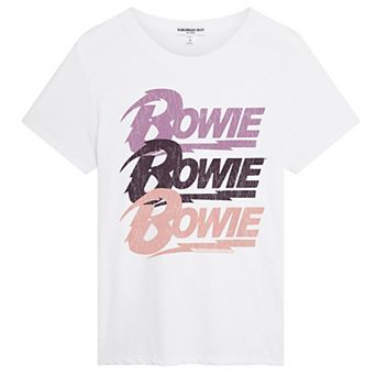 Juniors' David Bowie Repeat Logo Graphic Tee