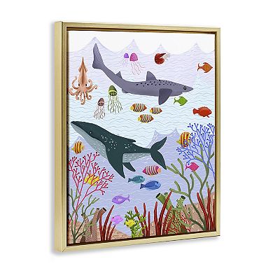 Stupell Home Decor Underwater Sea Animals Framed Floating Canvas