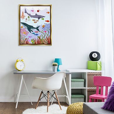 Stupell Home Decor Underwater Sea Animals Framed Floating Canvas