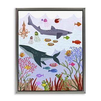 Stupell Home Decor Underwater Sea Animals Framed Floating Canvas