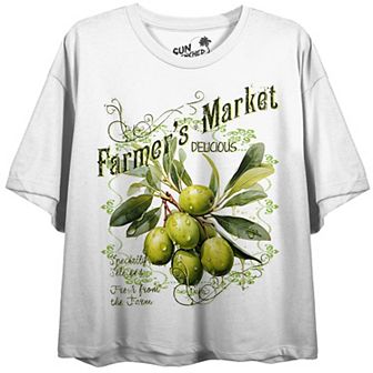 Juniors' Farmer's Market "Delicious" Olive Bunch Graphic Tee