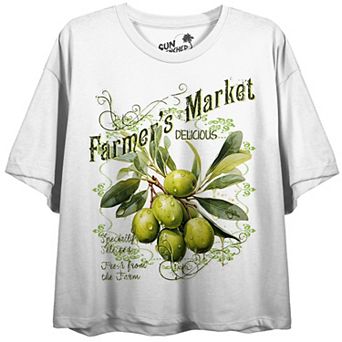 Juniors' Farmer's Market "Delicious" Olive Bunch Graphic Tee