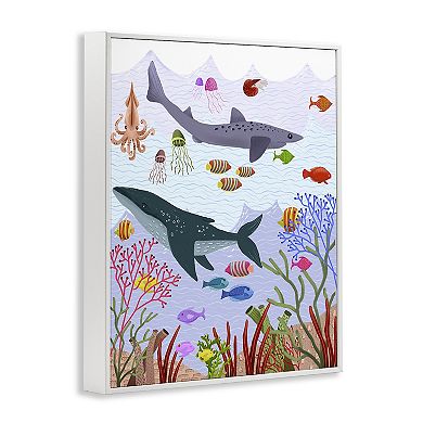 Stupell Home Decor Underwater Sea Animals Framed Giclee Wall Art