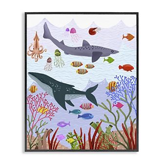 Stupell Home Decor Underwater Sea Animals Framed Giclee Wall Art