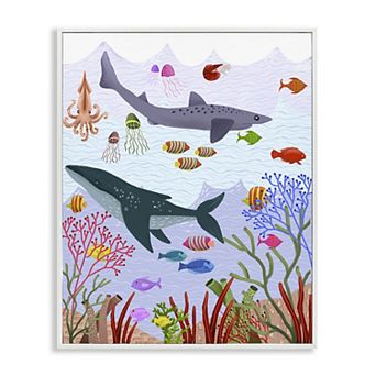 Stupell Home Decor Underwater Sea Animals Framed Giclee Wall Art