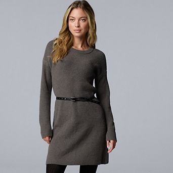 Women's Simply Vera Vera Wang Belted Crewneck Sweater Dress