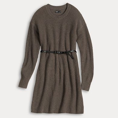 Women's Simply Vera Vera Wang Belted Crewneck Sweater Dress