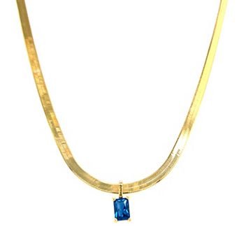 Meshmerise Gold Over Sterling Silver Paperclip Birthstone Herringbone Necklace
