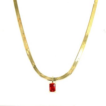 Meshmerise Gold Over Sterling Silver Paperclip Birthstone Herringbone Necklace
