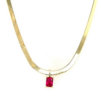 Meshmerise Gold Over Sterling Silver Paperclip Birthstone Herringbone Necklace