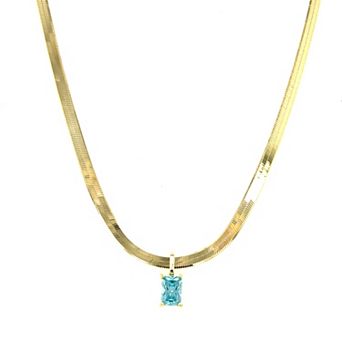 Meshmerise Gold Over Sterling Silver Paperclip Birthstone Herringbone Necklace