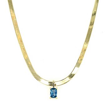 Meshmerise Gold Over Sterling Silver Paperclip Birthstone Herringbone Necklace