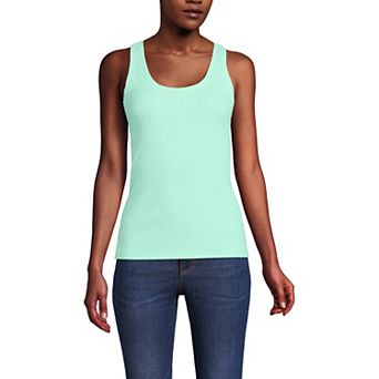 Women's Lands' End Pointelle Rib U-Neck Tank Top