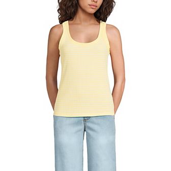 Women's Lands' End Pointelle Rib U-Neck Tank Top