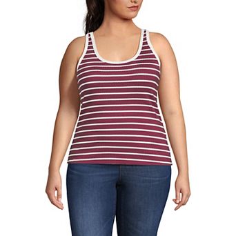 Plus Size Lands' End Pointelle Rib U-Neck Tank Top