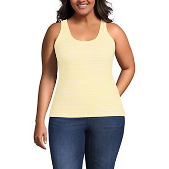 Plus Size Lands' End Pointelle Rib U-Neck Tank Top