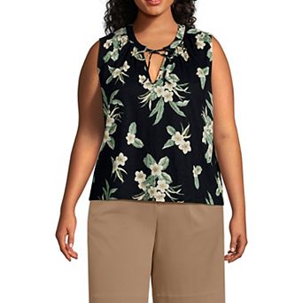 Plus Size Lands' End Notch Neck Swing Tank Top