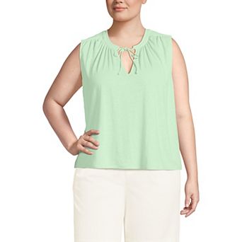 Plus Size Lands' End Notch Neck Swing Tank Top