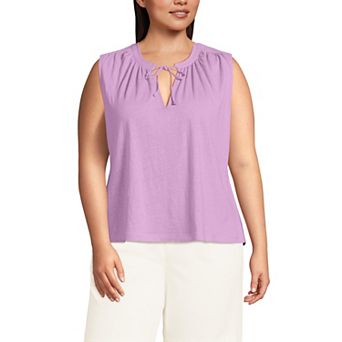 Plus Size Lands' End Notch Neck Swing Tank Top