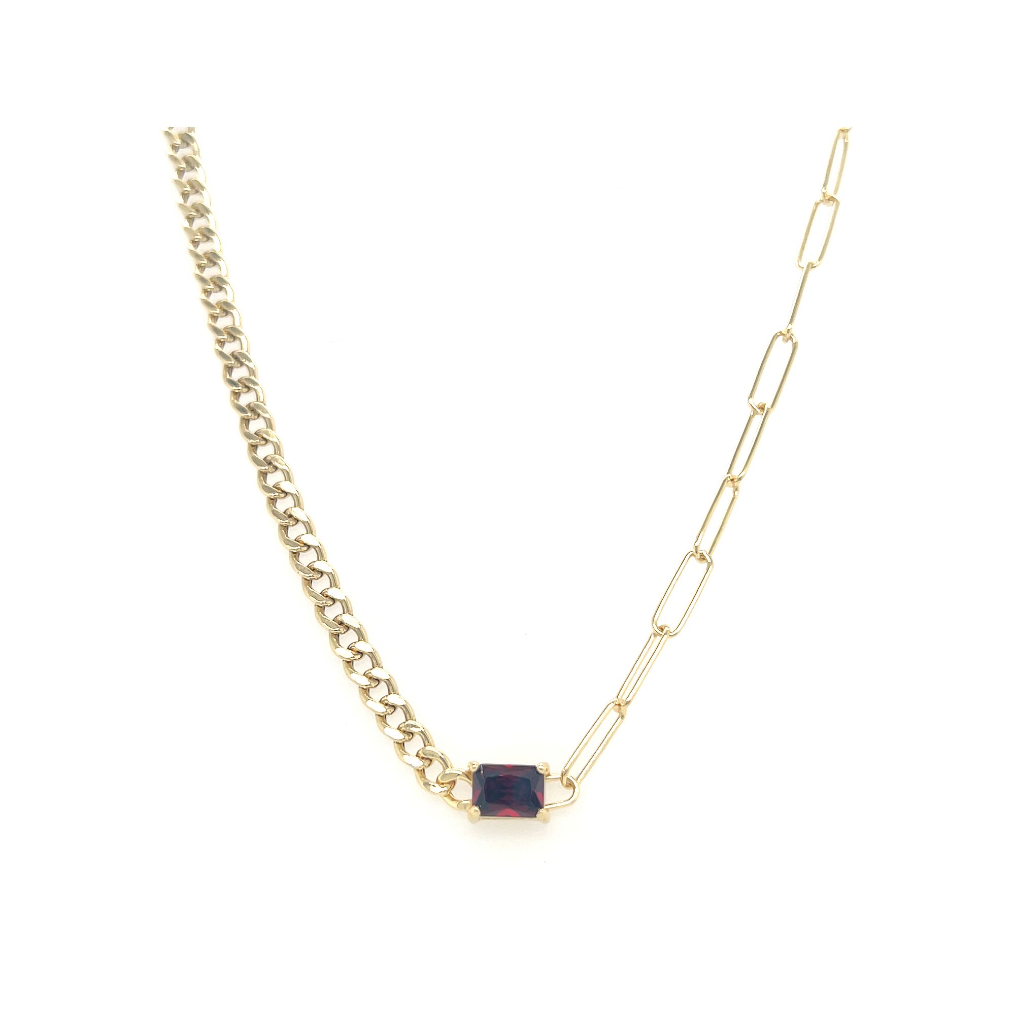 Meshmerise Gold Over Sterling Silver Paperclip Birthstone Link Necklace, W