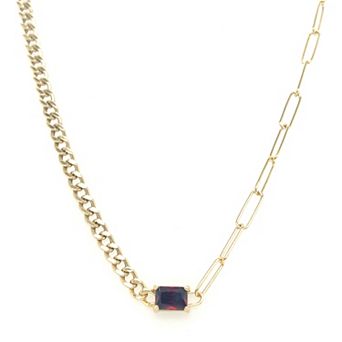 Meshmerise Gold Over Sterling Silver Paperclip Birthstone Link Necklace