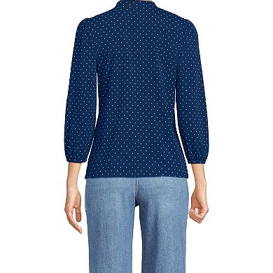 Women's Lands' End Lightweight Jersey Button Pintuck Top