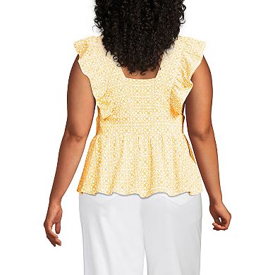 Plus Size Lands' End Lightweight Ruffle Peplum Top