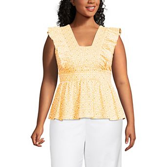 Plus Size Lands' End Lightweight Ruffle Peplum Top