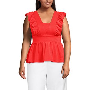 Plus Size Lands' End Lightweight Ruffle Peplum Top