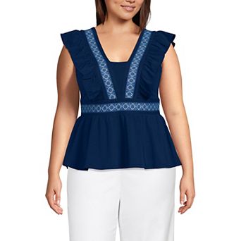 Plus Size Lands' End Lightweight Ruffle Peplum Top
