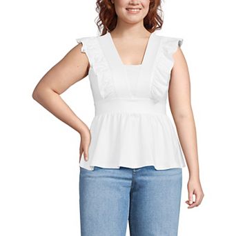 Plus Size Lands' End Lightweight Ruffle Peplum Top
