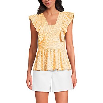 Women's Lands' End Lightweight Jersey Ruffle Peplum Top