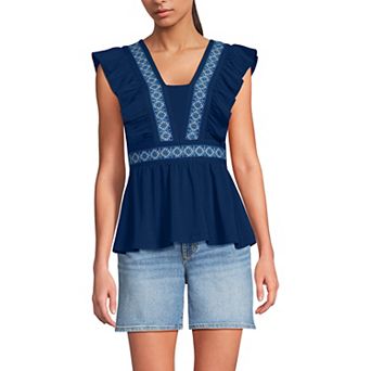 Women's Lands' End Lightweight Jersey Ruffle Peplum Top
