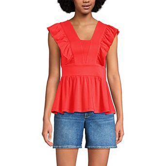 Petite Lands' End Ruffle Peplum Top