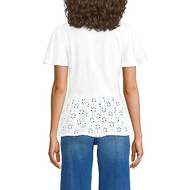 Women's Lands' End Short Sleeve Eyelet Top