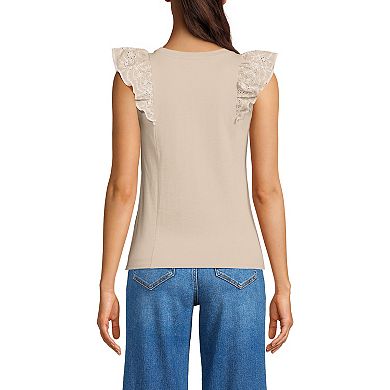 Women's Lands' End Embroidered Ruffle Tank Top